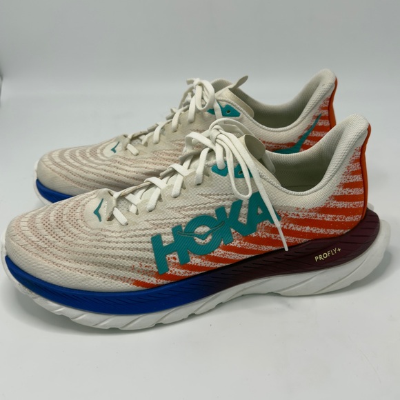 Hoka Cream and Blue Athletic Shoes - Picture 4 of 15